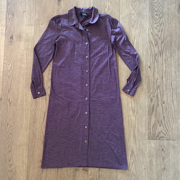 A.P.C. Striped Cotton Shirt Dress - Picture 5 of 14